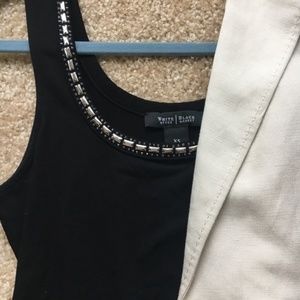 WHBM Tank with Silver Beaded Detail Neckline